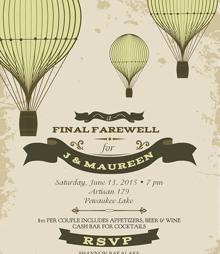 Farewell Going Away Moving Party Hot Air Balloon Party Printable Invitation